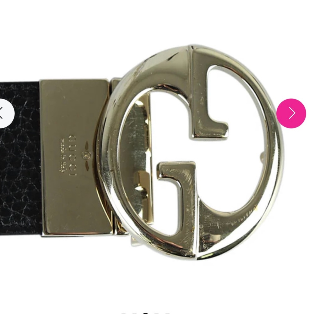 Gucci Gold Buckle double sided Black/Brown leather Belt